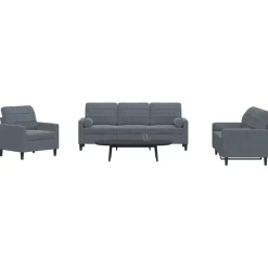 vidaXL Ensemble de canapés 3 pcs avec coussins et traversins velours