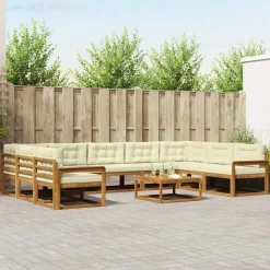 vidaXL Ensemble de canapés d'extérieur 10 pcs Naturel et Crème
