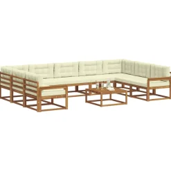 vidaXL Ensemble de canapés d'extérieur 10 pcs Naturel et Crème