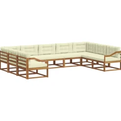 Ensembles De Meubles-vidaXL Ensemble de canapés d'extérieur 9 pcs Naturel et Crème Naturel et crème