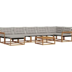 Ensembles De Meubles-vidaXL Ensemble de canapés d'extérieur 8 pcs Gris Naturel et Clair Naturel et gris clair