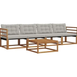 vidaXL Ensemble de canapés d'extérieur 5 pcs Gris Naturel et Clair