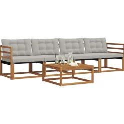 vidaXL Ensemble de canapés d'extérieur 5 pcs Gris Naturel et Clair