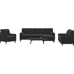 Canapés-vidaXL Ensemble de canapés 4pcs et coussins et traversins velours Noir