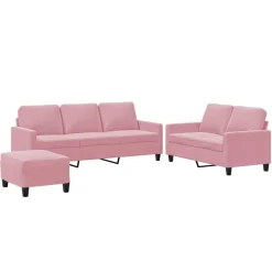 Canapés-vidaXL Ensemble de canapés 3 pcs avec coussins Velours Rose