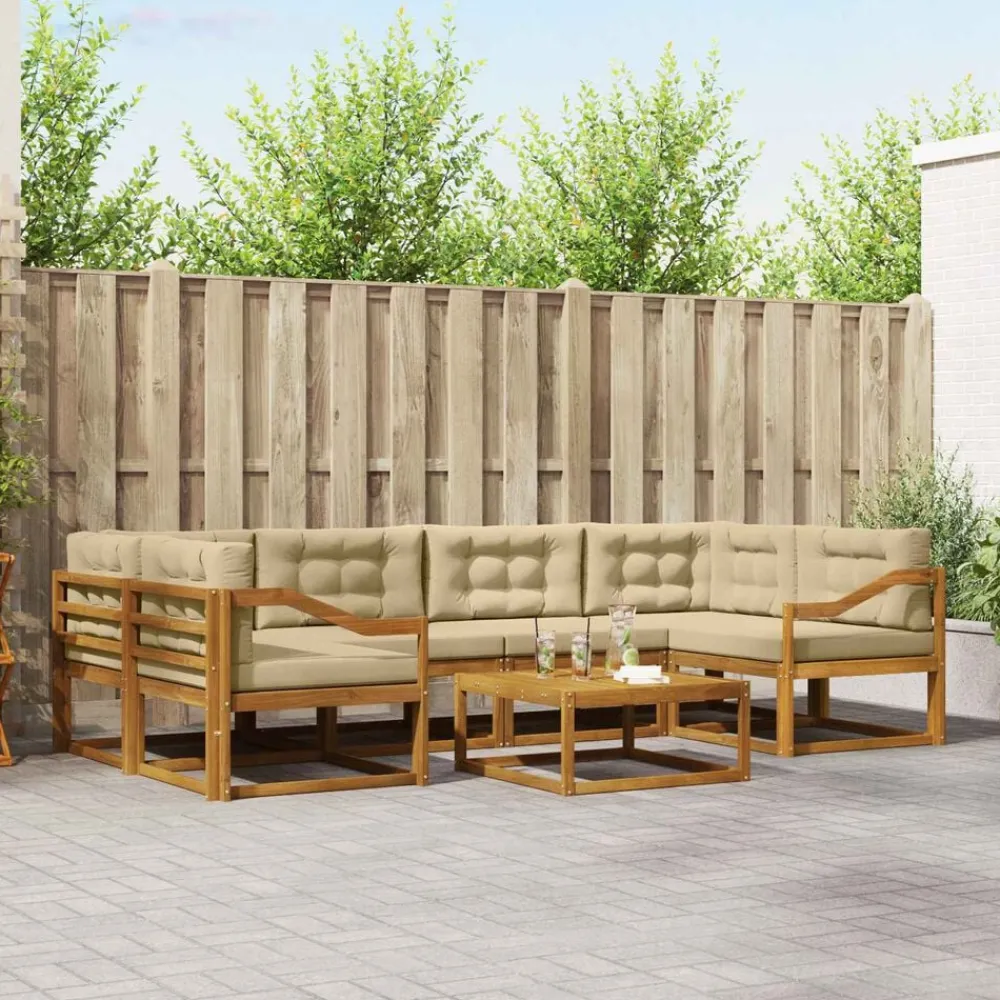 Ensembles De Meubles-vidaXL Ensemble de canapés d'extérieur 7 pcs Naturel et beige