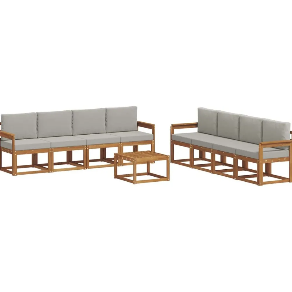 Ensembles De Meubles-vidaXL Ensemble de canapés d'extérieur 9 pcs Gris Naturel et Clair Naturel et gris clair