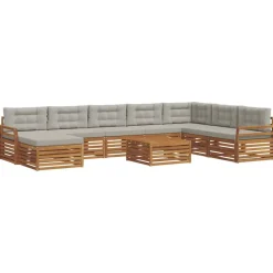vidaXL Ensemble de canapés d'extérieur 9 pcs Gris Naturel et Clair