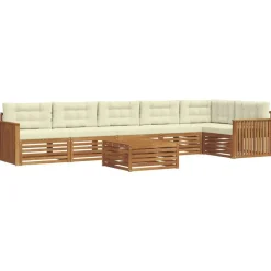 vidaXL Ensemble de canapés d'extérieur 7 pcs Naturel et Crème