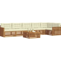 vidaXL Ensemble de canapés d'extérieur 7 pcs Naturel et Crème
