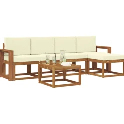 Ensembles De Meubles-vidaXL Ensemble de canapés d'extérieur 6 pcs Naturel et Crème Naturel et cr&egrave;me