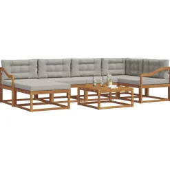 vidaXL Ensemble de canapés d'extérieur 7 pcs Gris Naturel et Clair
