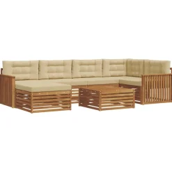 Ensembles De Meubles-vidaXL Ensemble de canapés d'extérieur 7 pcs Naturel et beige