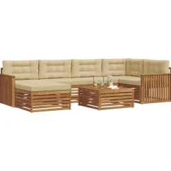 Ensembles De Meubles-vidaXL Ensemble de canapés d'extérieur 7 pcs Naturel et beige