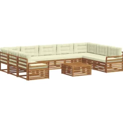 vidaXL Ensemble de canapés d'extérieur 10 pcs Naturel et Crème