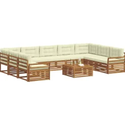 vidaXL Ensemble de canapés d'extérieur 10 pcs Naturel et Crème
