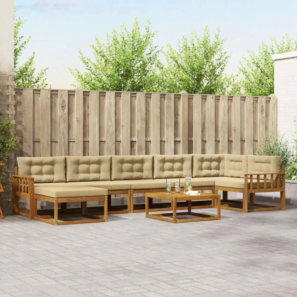 Ensembles De Meubles-vidaXL Ensemble de canapés d'extérieur 8 pcs Naturel et beige