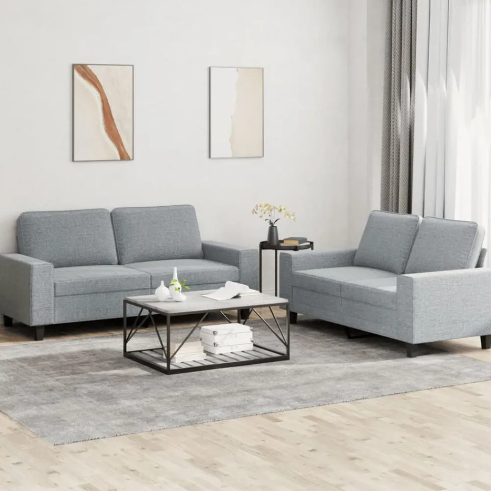 Canapés-vidaXL Ensemble de canapés 2 pcs tissu Gris clair