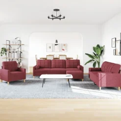 Canapés-vidaXL Ensemble de canapés 4 pcs repose-pied et coussins décoratifs Rouge bordeaux