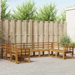Ensembles De Meubles-vidaXL Ensemble de canapés d'extérieur 9 pcs Naturel
