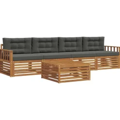 Ensembles De Meubles-vidaXL Ensemble de canapés d'extérieur 5 pcs Naturel et anthracite