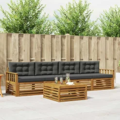 Ensembles De Meubles-vidaXL Ensemble de canapés d'extérieur 5 pcs Naturel et anthracite