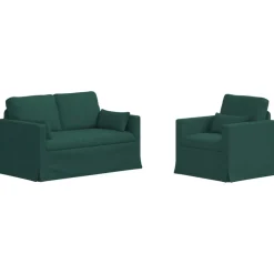 Canapés-vidaXL Ensemble de Canapés 2 pcs 139 x 78 x 80 cm tissu Vert foncé