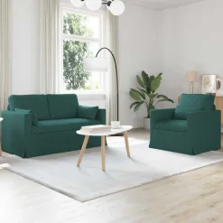 Canapés-vidaXL Ensemble de Canapés 2 pcs 139 x 78 x 80 cm tissu Vert foncé