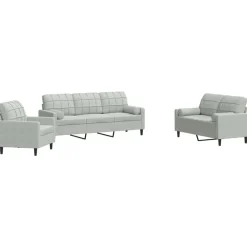 Canapés-vidaXL Ensemble de canapés 3 pcs et coussins et traversins velours Gris clair