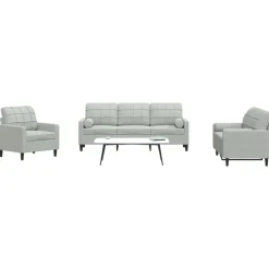 Canapés-vidaXL Ensemble de canapés 3 pcs et coussins et traversins velours Gris clair