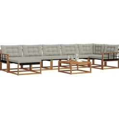 Ensembles De Meubles-vidaXL Ensemble de canapés d'extérieur 8 pcs Gris Naturel et Clair Naturel et gris clair