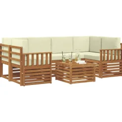 Ensembles De Meubles-vidaXL Ensemble de canapés d'extérieur 7 pcs Naturel et Crème Naturel et cr&egrave;me