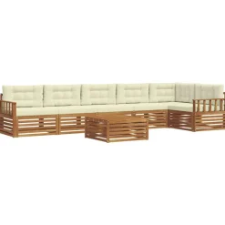 Ensembles De Meubles-vidaXL Ensemble de canapés d'extérieur 7 pcs Naturel et Crème Naturel et crème