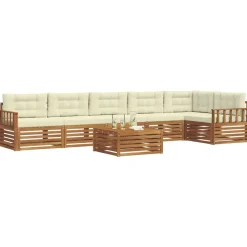 Ensembles De Meubles-vidaXL Ensemble de canapés d'extérieur 7 pcs Naturel et Crème Naturel et cr&egrave;me