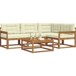 Ensembles De Meubles-vidaXL Ensemble de canapés d'extérieur 5 pcs Naturel et Crème Naturel et cr&egrave;me