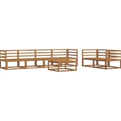 vidaXL Ensemble de canapés d'extérieur 7 pcs Naturel et Crème