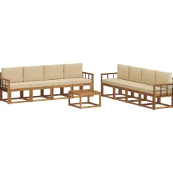 Ensembles De Meubles-vidaXL Ensemble de canapés d'extérieur 9 pcs Naturel et beige