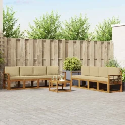 Ensembles De Meubles-vidaXL Ensemble de canapés d'extérieur 9 pcs Naturel et beige