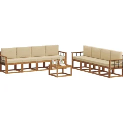 Ensembles De Meubles-vidaXL Ensemble de canapés d'extérieur 9 pcs Naturel et beige