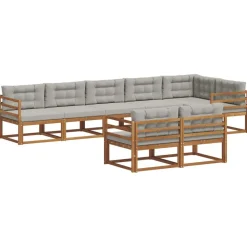 vidaXL Ensemble de canapés d'extérieur 8 pcs Gris Naturel et Clair