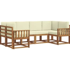 Ensembles De Meubles-vidaXL Ensemble de canapés d'extérieur 6 pcs Naturel et Crème Naturel et crème