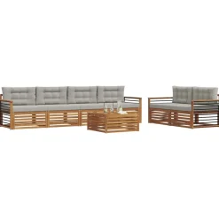 Ensembles De Meubles-vidaXL Ensemble de canapés d'extérieur 7 pcs Gris Naturel et Clair Naturel et gris clair