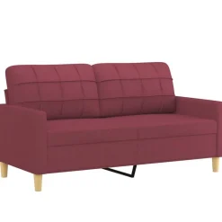 Canapés-vidaXL Ensemble de canapés 3 pcs avec coussins Tissu Rouge bordeaux