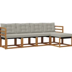 Ensembles De Meubles-vidaXL Ensemble de canapés d'extérieur 5 pcs Gris Naturel et Clair Naturel et gris clair
