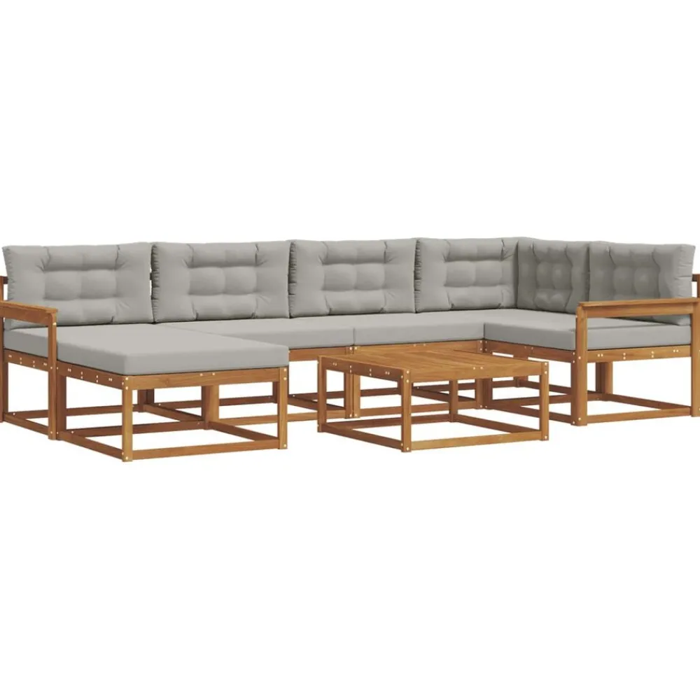 Ensembles De Meubles-vidaXL Ensemble de canapés d'extérieur 7 pcs Gris Naturel et Clair Naturel et gris clair