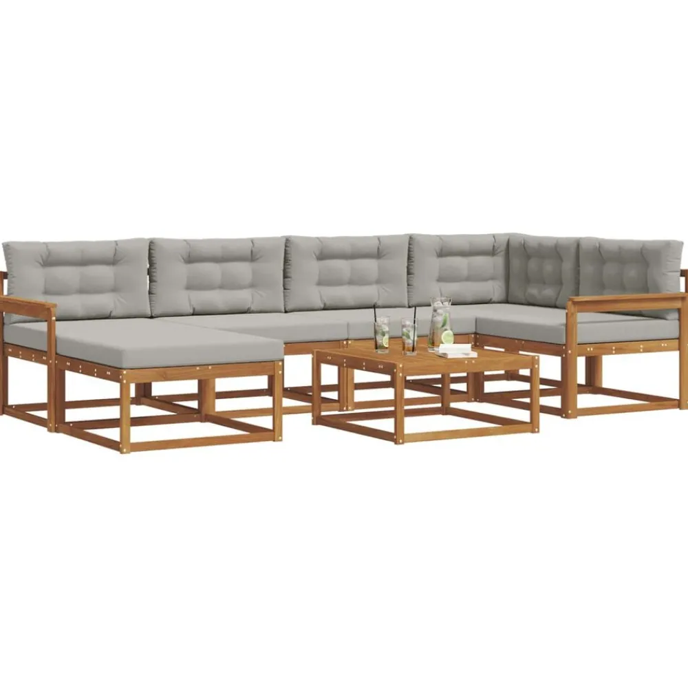 Ensembles De Meubles-vidaXL Ensemble de canapés d'extérieur 7 pcs Gris Naturel et Clair Naturel et gris clair
