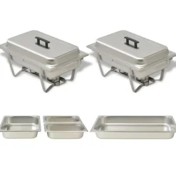 vidaXL Ensemble de chauffe-plats 2 pcs Acier inoxydable