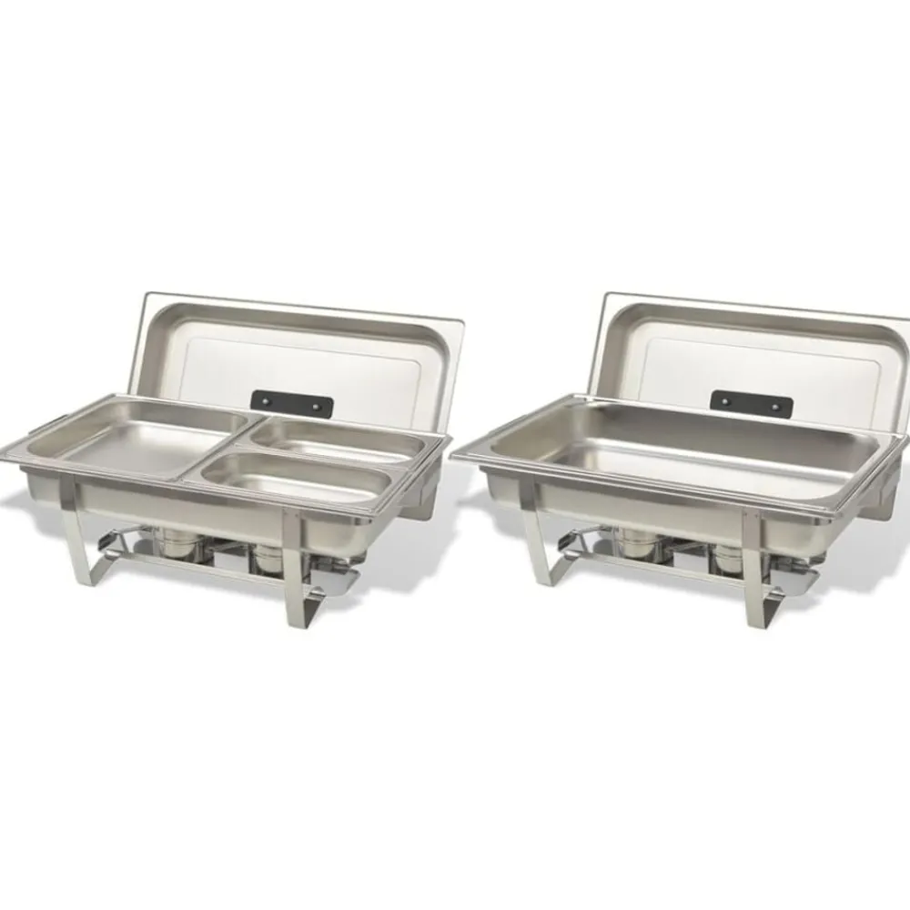 vidaXL Ensemble de chauffe-plats 2 pcs Acier inoxydable