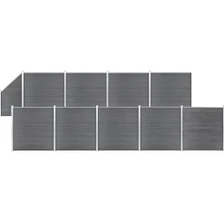 vidaXL Ensemble de clôture WPC 9 Carré + 1 Incliné 1657x186 cm