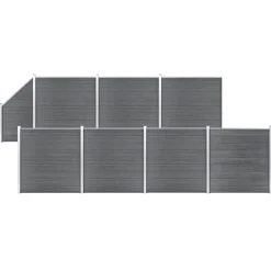 vidaXL Ensemble de clôture WPC 7 Carré + 1 Incliné 1311x186 cm